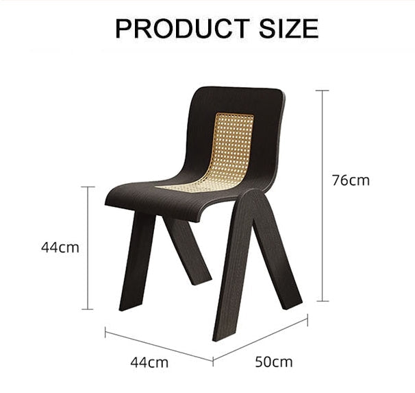 Verna Curve Dining Chair, Black & Rattan-Weilai Concept-Weilai Concept