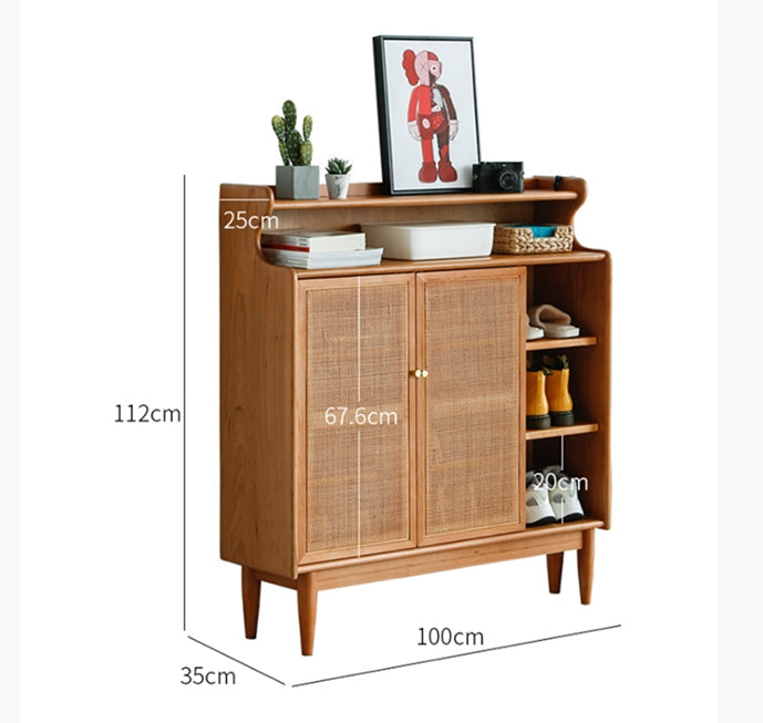 Pavia Shoe Storage, Rattan & Oak-Weilai Concept-Weilai Concept