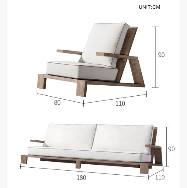 Chandler Oak Lounge Chair And Ottoman, Outdoor Armchair-Weilai Concept-Weilai Concept