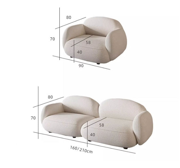 Caden Cloud Two Seater Sofa, White Boucle-Weilai Concept-Weilai Concept
