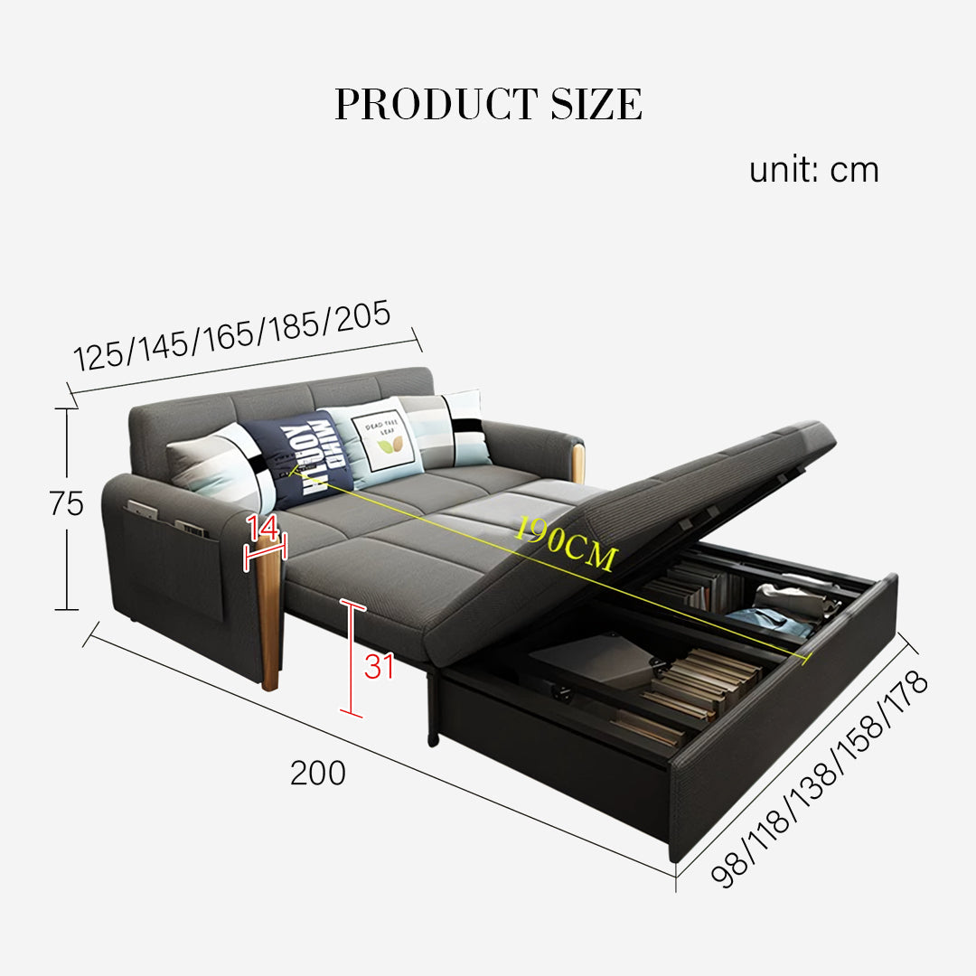 Mavis Two Seater Sofa Bed, Dark Grey