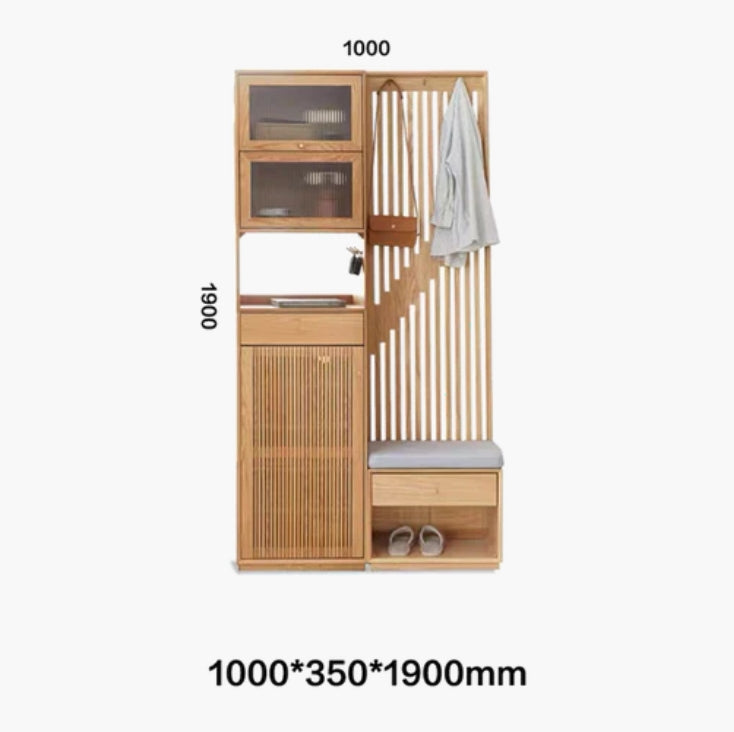 Nidda Oak Shoe Storage With Bench-Weilai Concept-Weilai Concept