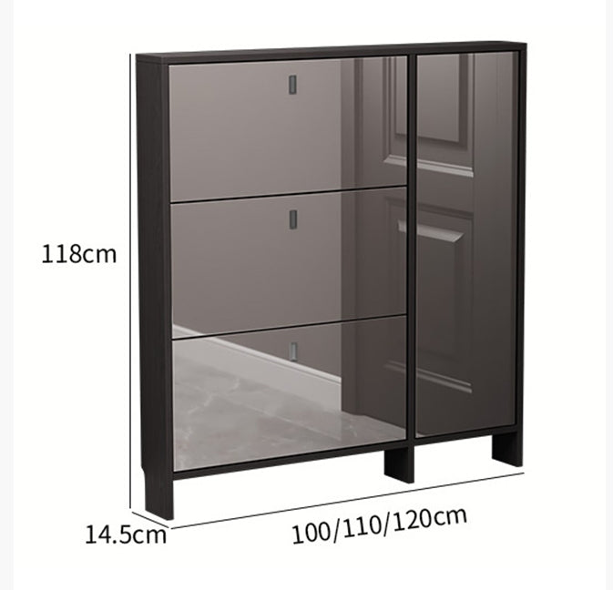 Knauss Mirrored Shoe Storage, Halllway-Weilai Concept-Black-100cm-Weilai Concept