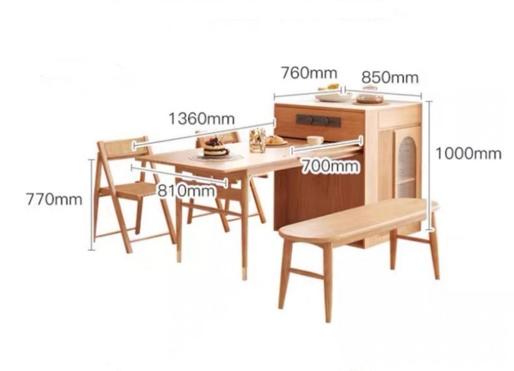 Kacey Extendable Dining Table Set, Storage, Solid Wood-Weilai Concept-Weilai Concept