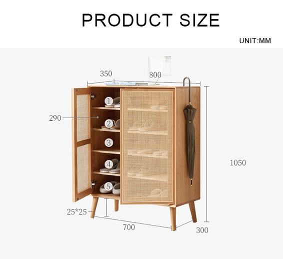 Hans Rattan Shoe Storage Cabinet, Oak-Weilai Concept-Weilai Concept