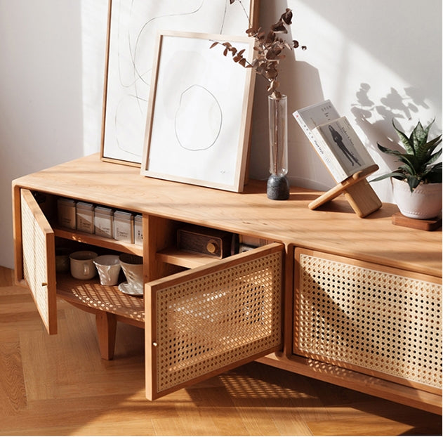Pavia TV Stand, Rattan & Oak-Weilai Concept-Weilai Concept