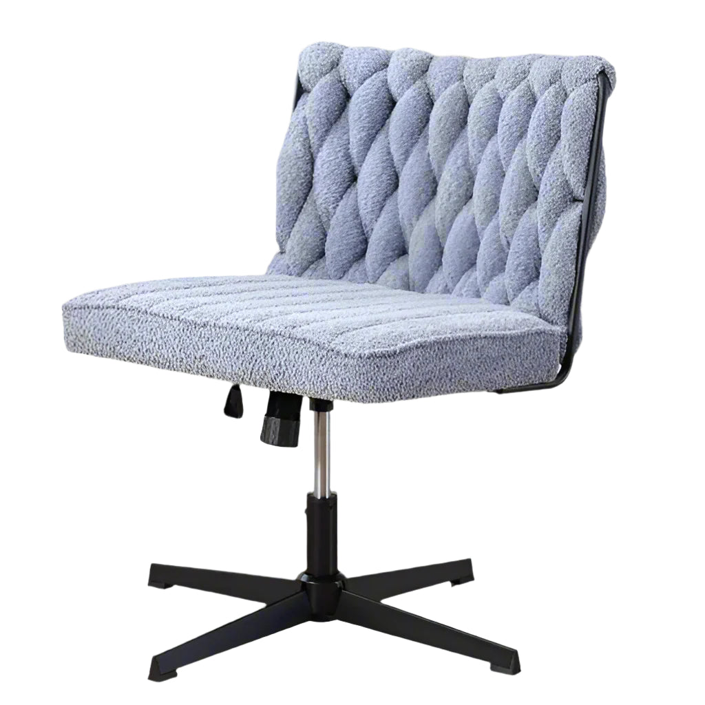 Armless Office Desk Chair No Wheels, BLUE