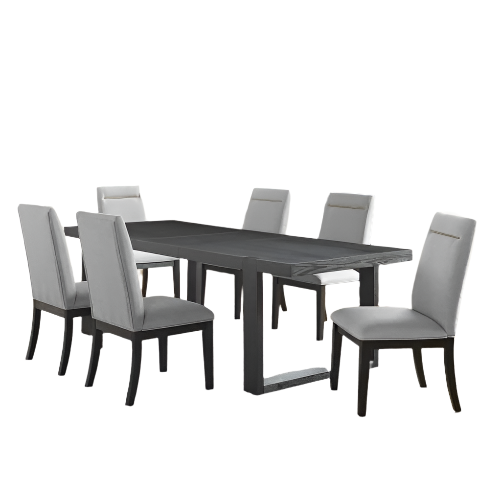 Yves - 7 Piece Dining Set Wood - Gray