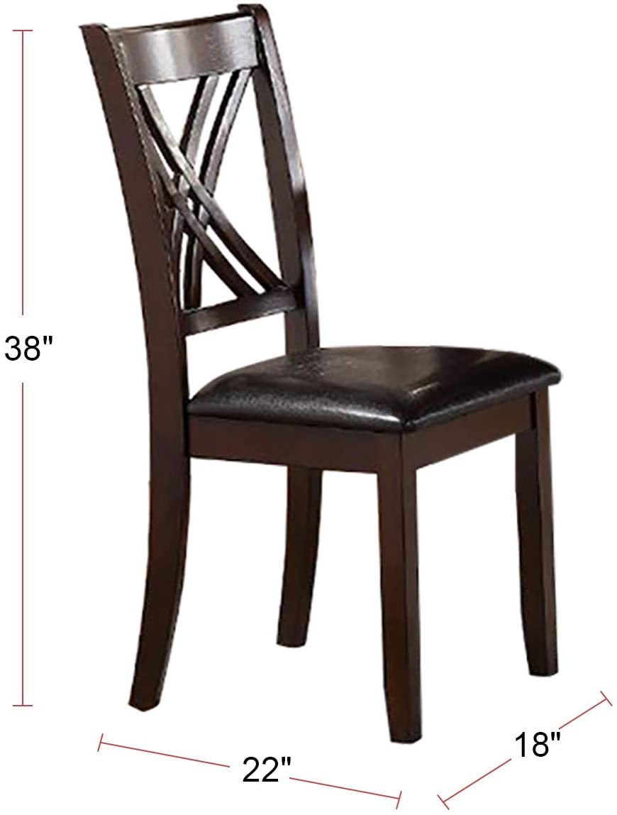 7pcs Dining Set Dining Table 6 Side Chairs Clean Espresso Finish Cushion Seats X Design Back Chairs