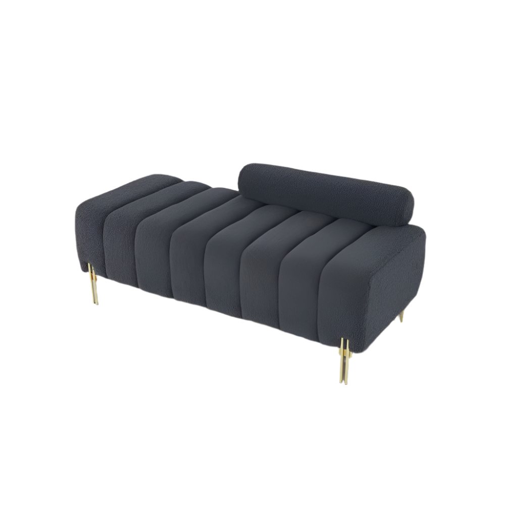 Grey Teddy Velvet Bench For Bedroom
