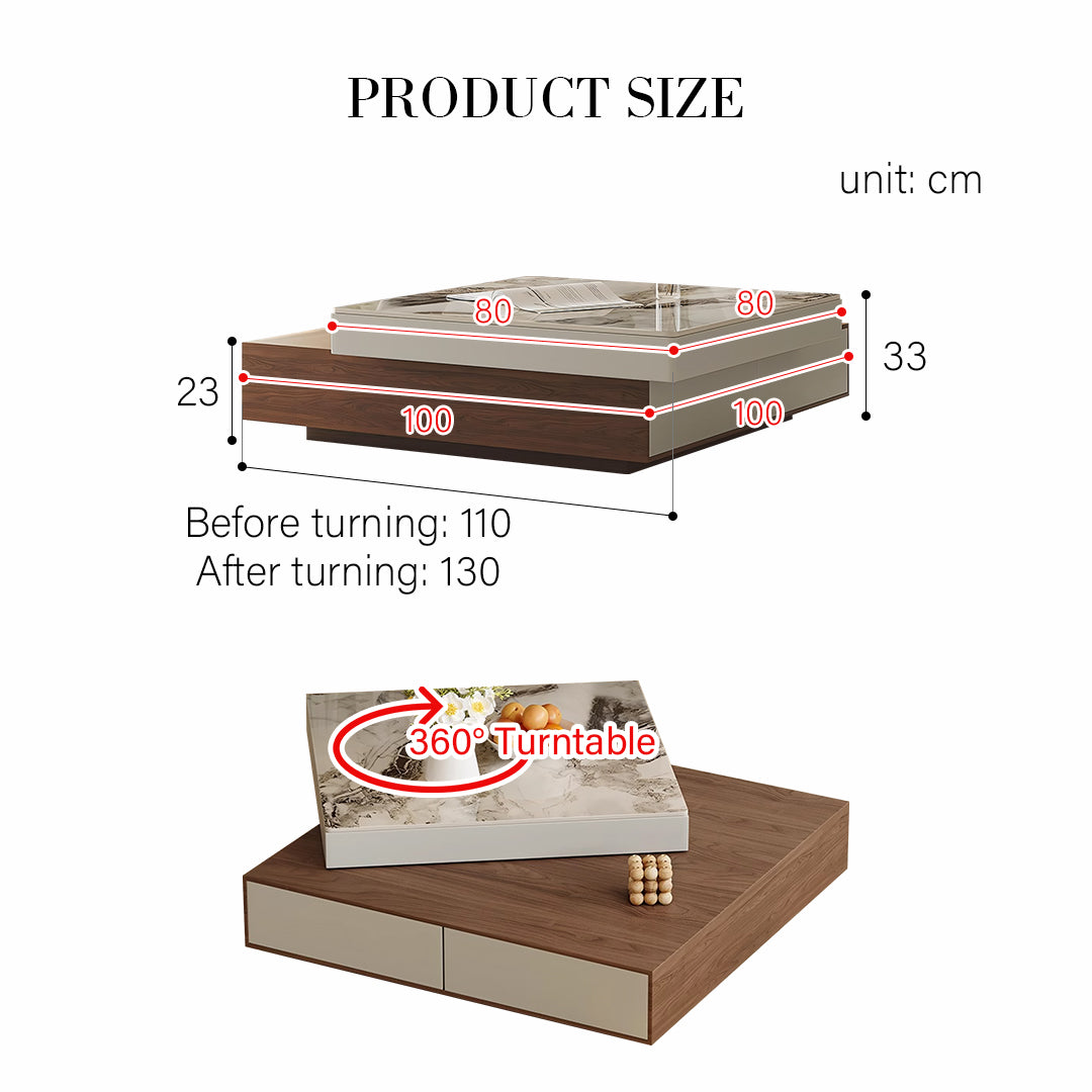 Grimaldi Extendable Coffee Table, Square Coffee Table
