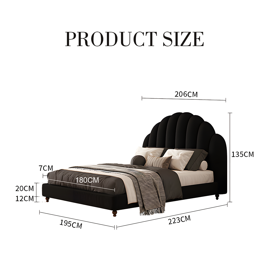 Cassian Small Double Bed, King Size Bed, Flannelette-Weilai Concept-Weilai Concept