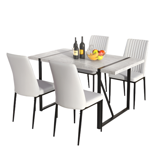 Modern Dining Table, 55 Inch Kitchen Table For 4 People, Rectangular Dinner Table For Dining Room, Home Office, Living Room Furniture, Easy Assembly,