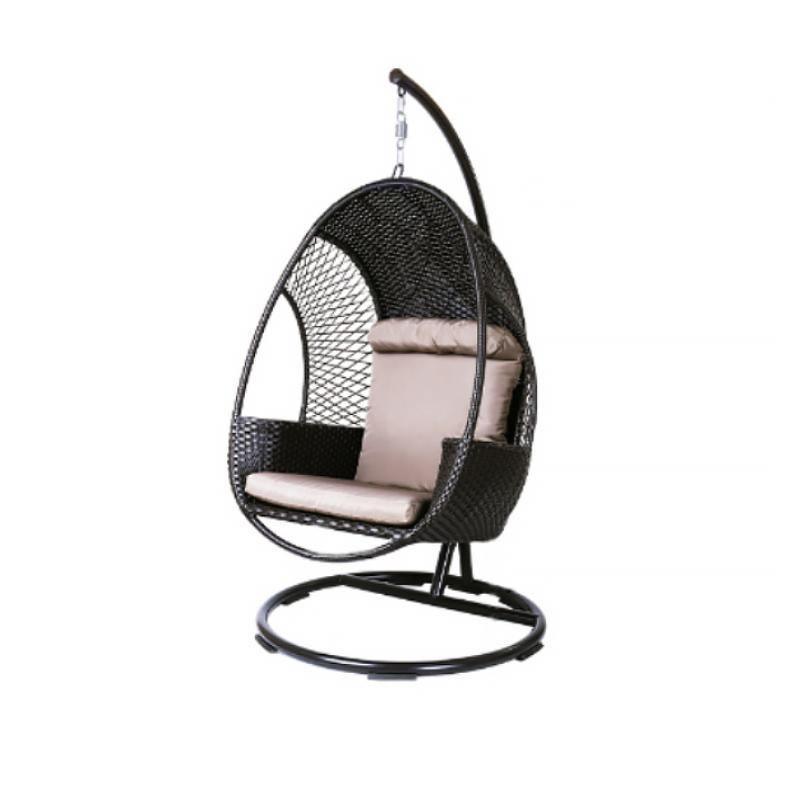 Cottle Rattan Garden Hanging Egg Chair with Stand, Indoor/ Outdoor Furniture-Weilai Concept-Grey-Weilai Concept