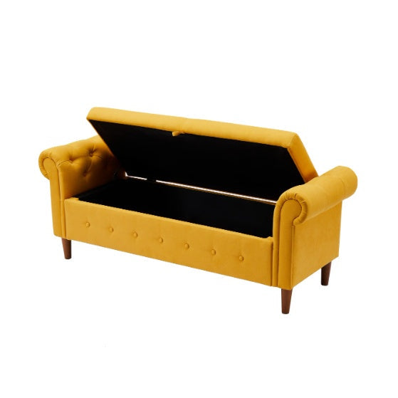 Yellow Multifunctional Storage Rectangular Sofa Stool