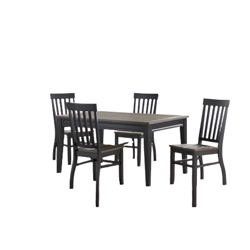 Farmhouse 5pc Dining Set Two-Tone Finish, Cottage Style Table, Schoolhouse Chairs