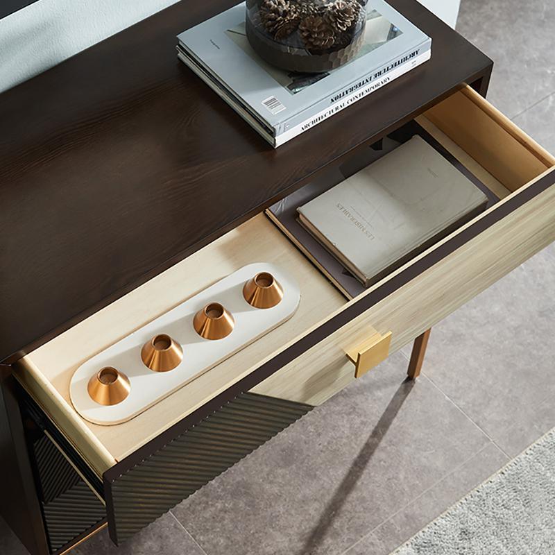 IS9123 Storage Sideboard, Oak & Gold-Weilai Concept-Weilai Concept