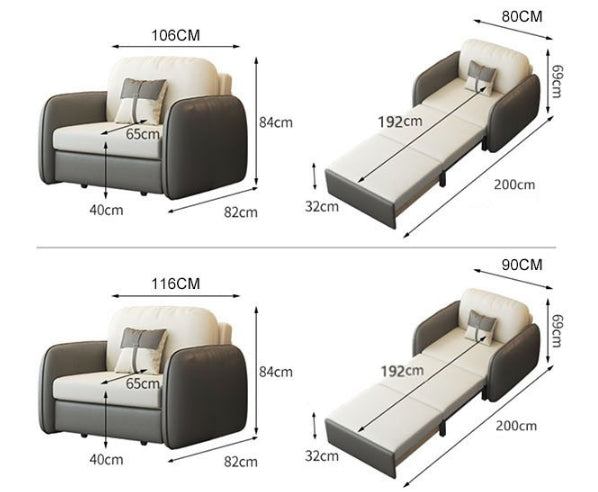 Caio Single Sofa Bed, Leathaire-Weilai Concept-Weilai Concept
