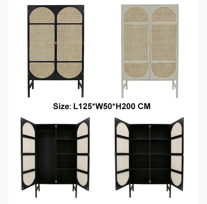 Tandy Black Rattan Wardrobe-Weilai Concept-Weilai Concept
