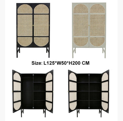 Tandy Black Rattan Wardrobe-Weilai Concept-Weilai Concept