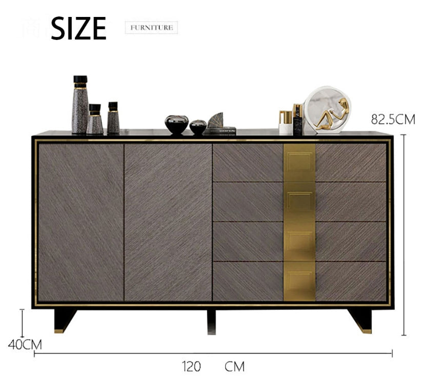 IS82 Large Sideboard, Grey & Gold-Weilai Concept-Weilai Concept