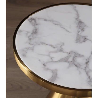Modern Side Table with Marble Top and Metal Base-Weilai Concept-Weilai Concept