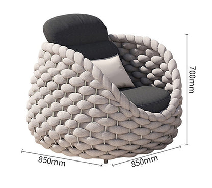 Marbella Textilene Rope Woven Outdoor Sofa Set, Grey-Weilai Concept-Weilai Concept