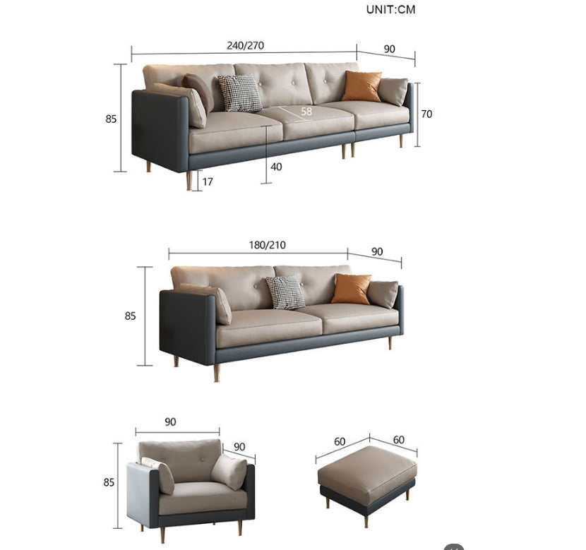 Noel L311 Two Seater Sofa, Armchair, Leathaire-Weilai Concept-Weilai Concept