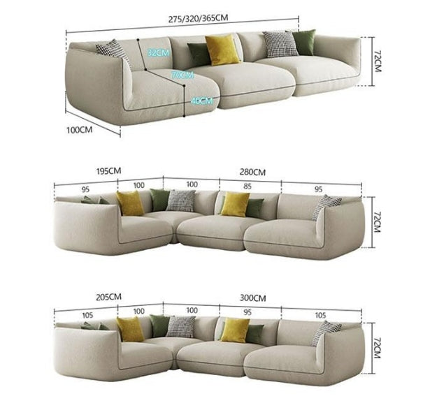 TOFU Agnes Three Seater Corner Sofa, Suede, Modular Sofa-Weilai Concept-Weilai Concept