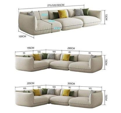 TOFU Agnes Three Seater Corner Sofa, Suede, Modular Sofa-Weilai Concept-Weilai Concept