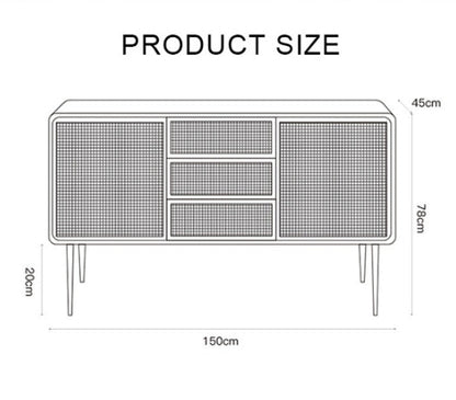 Emmie Sideboard, Natural Rattan & Ash Esche Wood-Weilai Concept-Weilai Concept