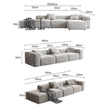 Yetta Three Seater, Four Seater Sofa, Corner Sofa, Grey Velvet-Weilai Concept-Weilai Concept