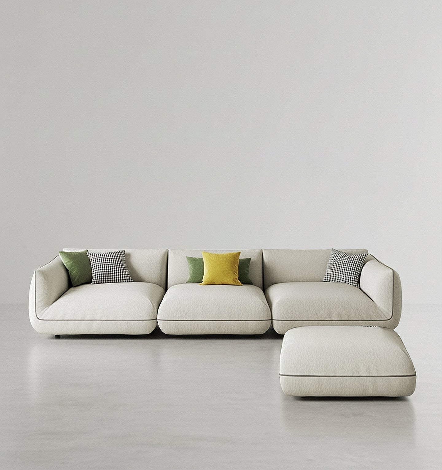 tofu agnes three seater corner sofa, suede, modular sofa in modern living room