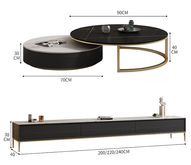 Bigbiglife Nesting Coffee Table With TV Stand, Sintered Stone-Weilai Concept-Weilai Concept
