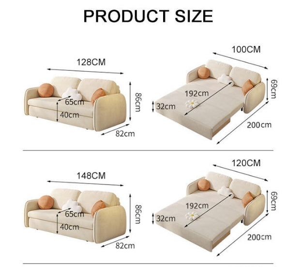Lunana Two Seater Sofa Bed With Drawer-Weilai Concept-Weilai Concept