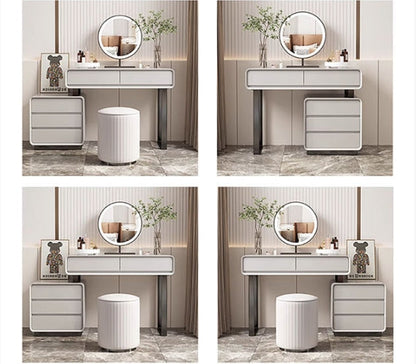 Dobson Dressing Table With LED Mirror, Cream Grey-Weilai Concept-Weilai Concept