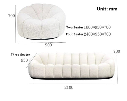 Arsav Pumpkin Three Seater Sofa, Boucle-Sofas-Weilai Concept-Weilai Concept