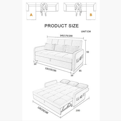 ML203 Three Seater Sofa Bed, L Shape Sofa Bed With Storage, Linen-Weilai Concept-Weilai Concept