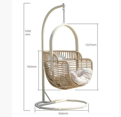 Galilea Rattan Garden Hanging Egg Chair with Stand, Indoor / Outdoor Furniture-Weilai Concept-Weilai Concept