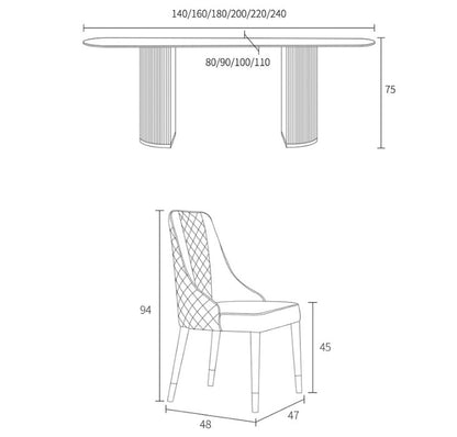 A Set of 2 Costanza Matching Dining Chairs, Grey For Clearance-Weilai Concept-Weilai Concept