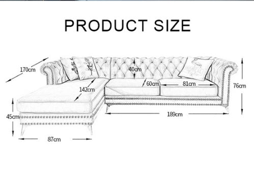 Glamour Three Seater Corner Sofa, Velvet-Weilai Concept-Weilai Concept