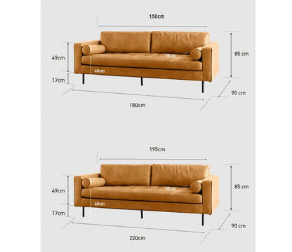 Porto Three Seater Sofa, Real Leather-Two Seater Sofa-Weilai Concept-Weilai Concept
