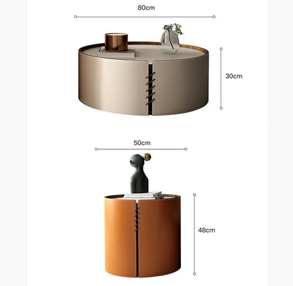 Rossi Nesting Coffee Table, Light Grey & Orange-Weilai Concept-Weilai Concept