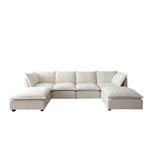 130 Inch Modular Sectional Sofa, Linen Fabric Couch Set With Convertible Ottoman,U Shaped Sofa,comfortable,Freely Combinable Sofa For Living Room, Apartment, Office,Blue, 3 Colors BE