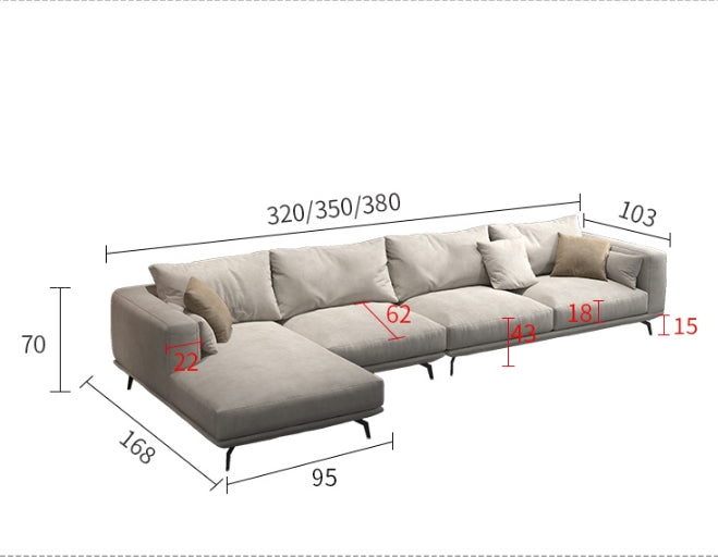 NR23 Four Seater Corner Sofa, Leathaire-Weilai Concept-Weilai Concept