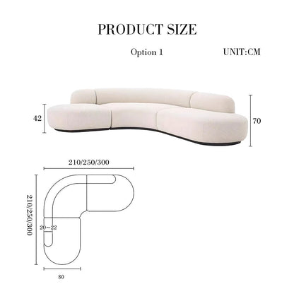Eulalia Cream Curve Three Seater Sofa, Corner Sofa, Boucle-Weilai Concept-Curved Sofa 300cm / 300cm-Weilai Concept