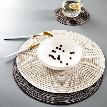 Round Braided Woven Placemats, Set of 4 Pieces-Weilai Concept-Weilai Concept