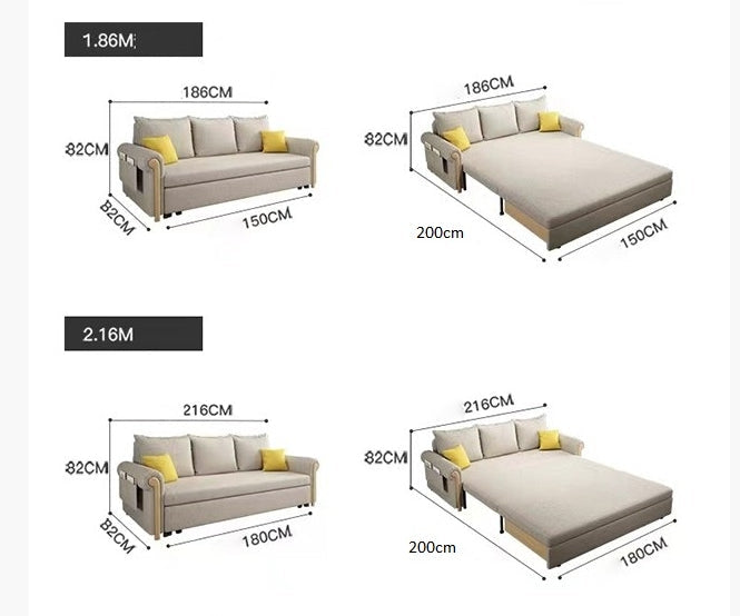 Braylene Two Seater Sofa Bed, Linen-Sofas-Weilai Concept-Weilai Concept