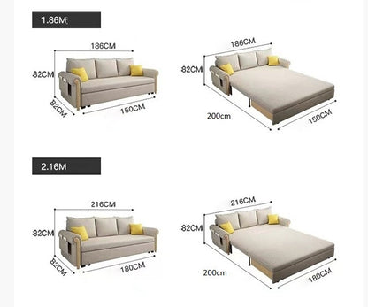 Braylene Two Seater Sofa Bed, Linen-Sofas-Weilai Concept-Weilai Concept