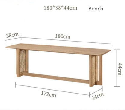 Gavril Rattan Dining Table, Oak, Rectangle-Weilai Concept-Weilai Concept